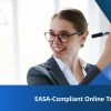 A visual guide comparing top EASA-compliant online aviation training providers, showcasing features like regulatory compliance, course variety, learning platform quality, and provider credibility.